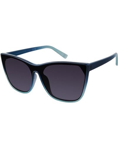 Laundry by Shelli Segal Ls286 Shield Cat Eye Sunglasses With 100% Uv Protection. Stylish Gifts For Her - Black