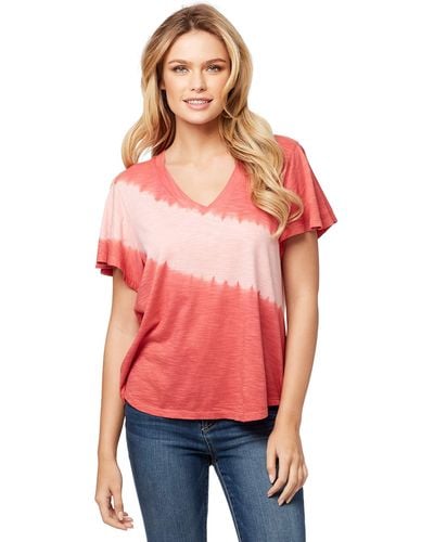 Jessica Simpson Carly Flutter Sleeve Tee Shirt - Red