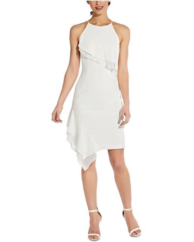 Adrianna Papell Asymmetrical-hem Halter Midi Dress - White