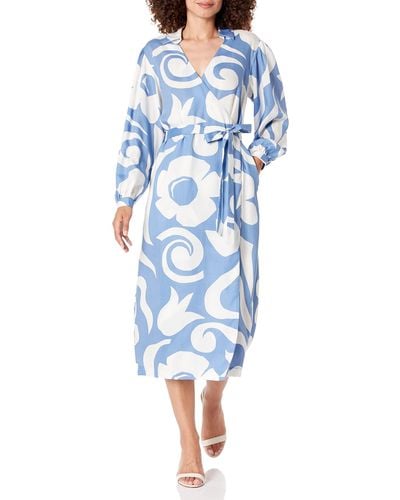 Rebecca Taylor Printed Wrap Dress - Blue
