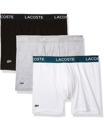 Lacoste Mens Casual Classic 3 Pack Cotton Stretch Boxer Briefs - White