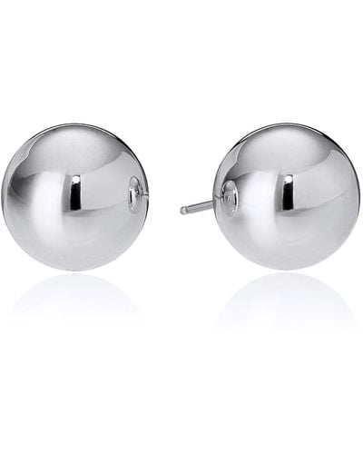 Amazon Essentials Sterling Silver 8mm Polished Ball Studs - Black