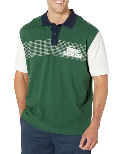 Lacoste Short Sleeve Loose Fit Pique Graphic Polo Shirt - Green