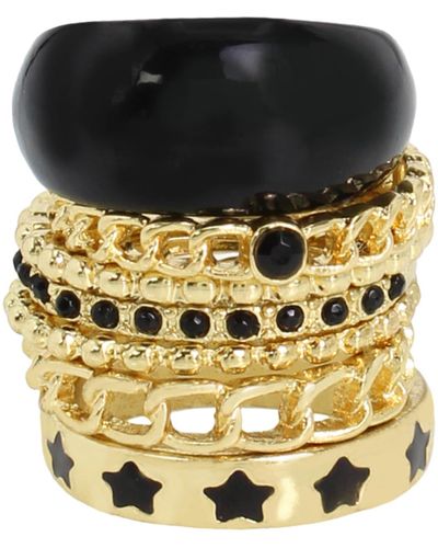 Steve Madden S Jewelry Domed Stackable Ring Set - Black