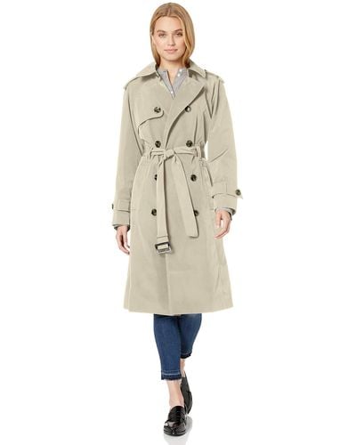 London Fog 3/4 Length Double-breasted Trench Coat With Belt - Natural