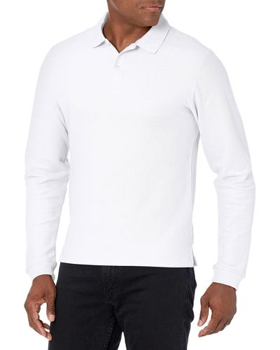 Izod Mens Long Sleeve Pique Polo Shirts - White