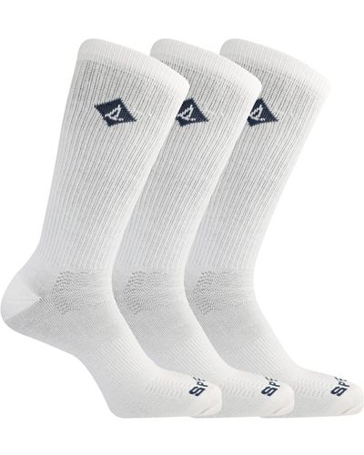 Sperry Top-Sider Repreve Comfort Sneaker Crew Socks-3 Pair Pack-heel Toe Cushion And Moisture Wicking - White