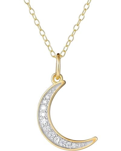 Amazon Essentials 1/10 Ct Tw Diamond Moon Necklace In 18k Gold Plated Sterling Silver - Metallic