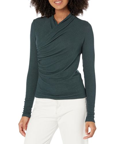 Vince S L/s Fixed Wrap Top - Green