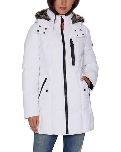 Nautica Heavyweight Puffer Jacket With Faux Fur Lined Hood - White