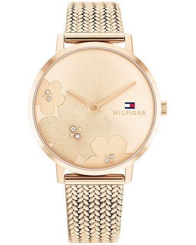 Tommy Hilfiger Quartz Stainless Steel Case And Mesh Bracelet Watch - Natural