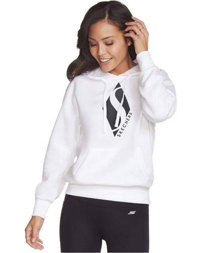 Skechers Diamond Logo Pullover Hoodie Sweatshirt - White
