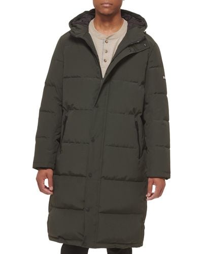 DKNY Arctic Cloth Hooded Extra Long Parka Jacket - Black