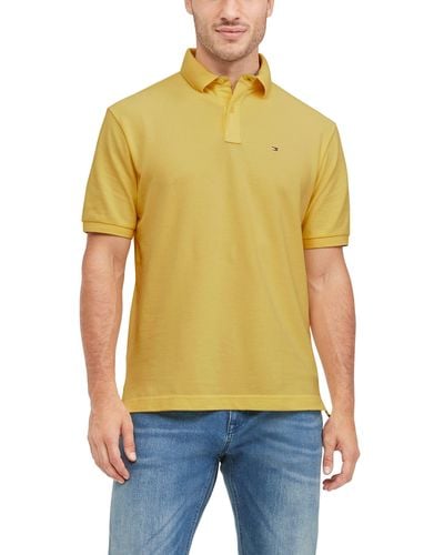 Tommy Hilfiger Short Sleeve Cotton Pique Polo Shirt In Classic Fit - Yellow