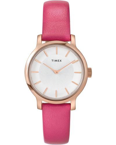 Timex Pink Strap Silver-tone Dial Rose Gold-tone