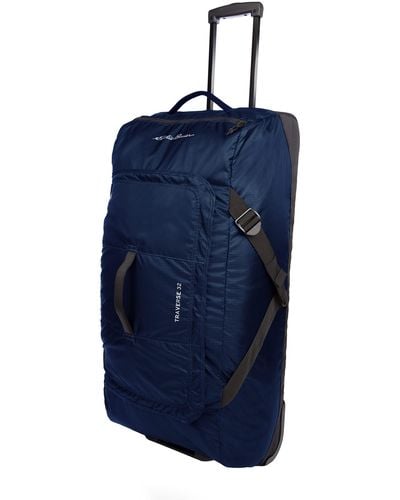 Eddie Bauer Traverse 32 Rolling Duffel Bag-made From Ripstop Polyester With Telescoping Handle - Blue