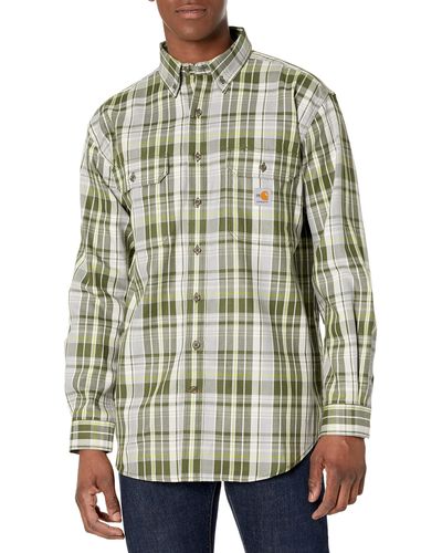 Carhartt Flame Resistant Force Rugged Flex Loose Fit Midweight Twill Plaid Shirt - Green