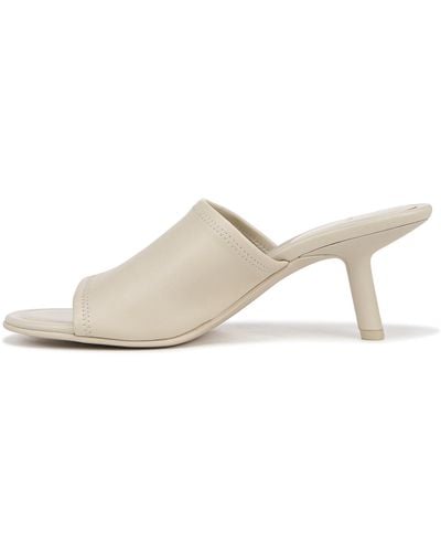Vince S Joan Kitten Heel Slip On Sandal Moonlight White Leather 9.5 M - Natural