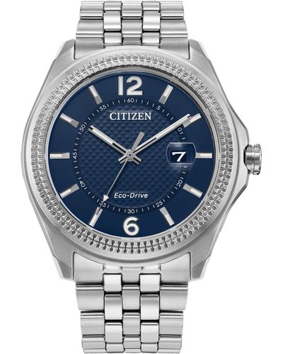 Citizen Eco-drive Classic Corso Silver Stainless Steel Watch,blue Dial - Metallic