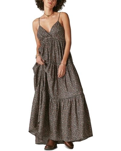 Lucky Brand Paisley Tiered Maxi Dress - Brown