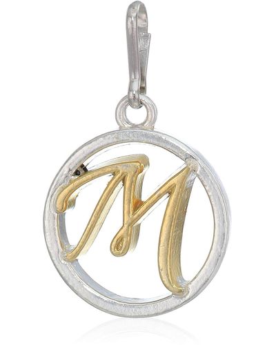 ALEX AND ANI Initial M Two Tone Charm Sterling Silver - White