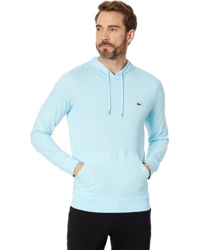 Lacoste Long Sleeve Hooded Jersey Cotton T-shirt Hoodie - Blue