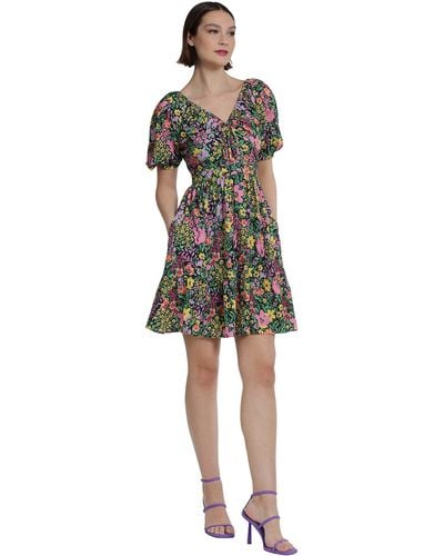 Donna Morgan Fun Print Colorful Dress Dressy Casual Day Event Party Date - Multicolor