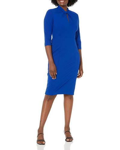 Donna Morgan Knotted Crepe Sheath Dress - Blue