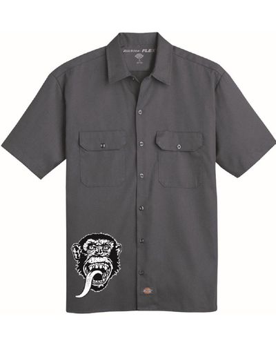 Dickies Gas Garage Logo Monkey Original Work Shirt - Gray