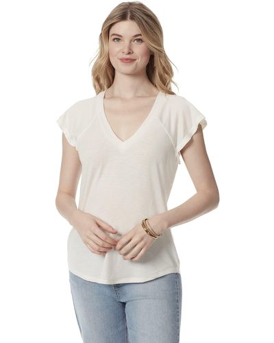 Jessica Simpson S Gracie Flutter Sleeve V-neck T-shirt Ivory S - Multicolor