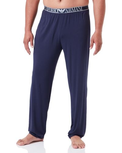 Emporio Armani Soft Modal Logo Band Sweat Pants - Blue