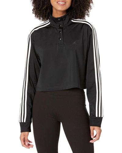 adidas S 1/4 Snap Tricot Pullover - Black