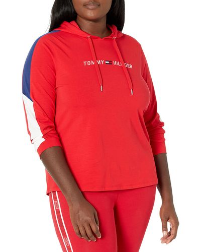 Tommy Hilfiger Premium Performance Hooded Long Sleeve Tee - Red