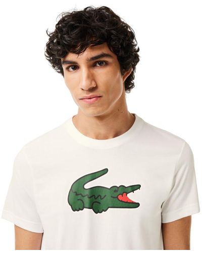 Lacoste Short Sleeve Regular Fit Sports Performance Graphic Tee Shirt in  Gray for Men | Lyst