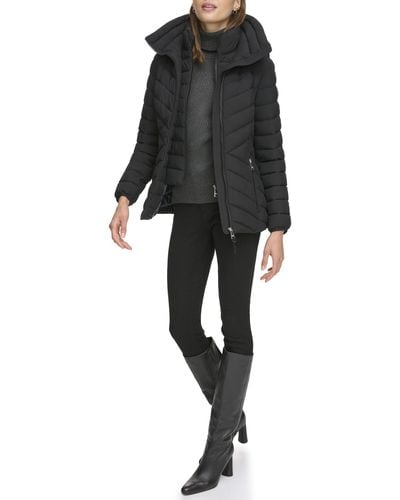 DKNY Hooded Puffer Jacket - Black