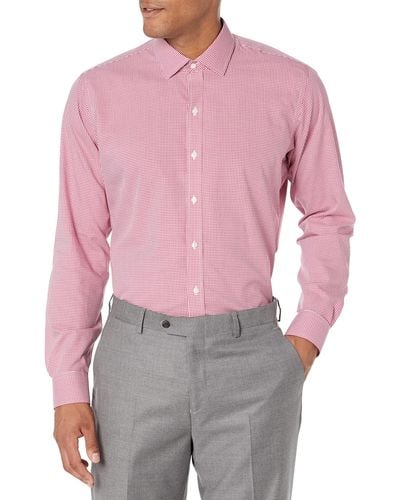 Buttoned Down Standard Slim Fit Spread Collar Pattern Dress Shirt - Pink