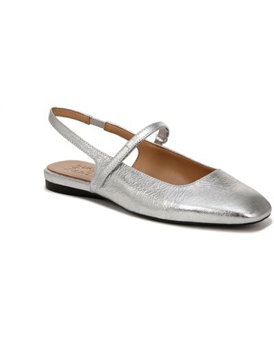 Naturalizer S Connie Mary Jane Slingback Ballet Flat Silver Metallic 7 M - White