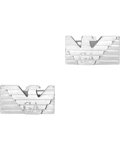 Emporio Armani Silver Stainless Steel Cufflinks - White