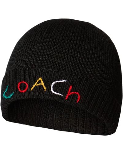 COACH Embroidered With Beanie Box Set - Black