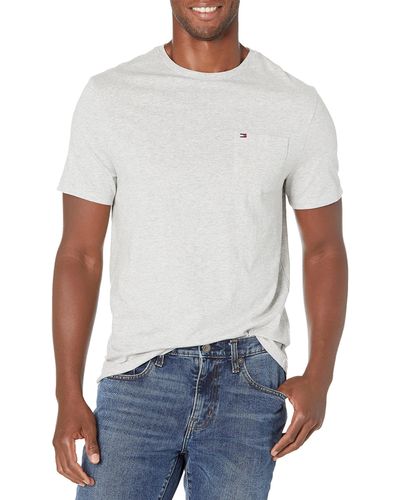 Tommy Hilfiger Tall Essential Short Sleeve Cotton Crewneck Pocket T-shirt - Gray
