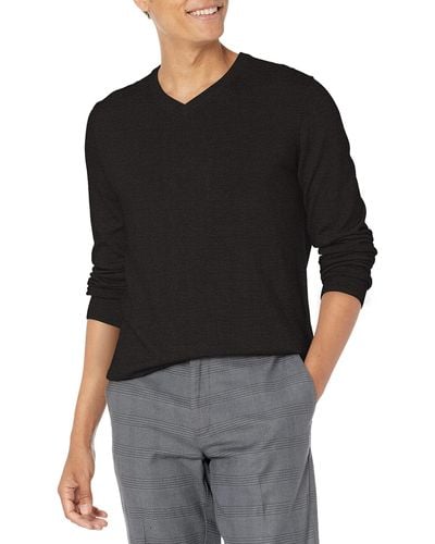 Perry Ellis Long Sleeve V-neck Sweater - Black