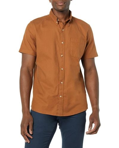 Goodthreads Slim-fit Short-sleeve Stretch Oxford Shirt With Pocket_dnu - Blue