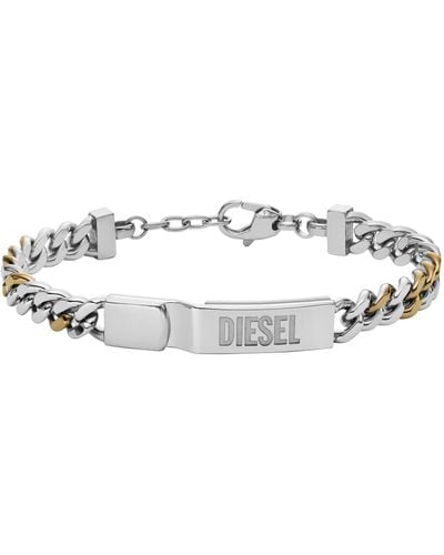 DIESEL All-gender Stainless Steel Id Chain Bracelet - Metallic