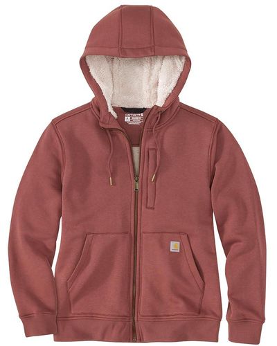 Carhartt Relaxed Fit Midweight Sherpa-lined Full-zip Sweatshirt - Red