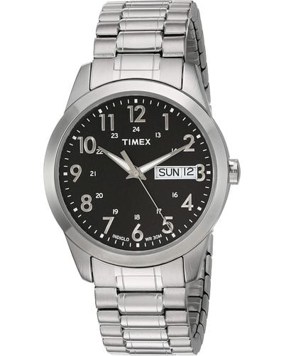 Timex T2m932 South Street Sport Black/silver-tone Stainless Steel Expansion Band Watch - Multicolor