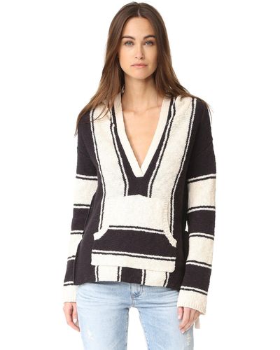 Pam & Gela Striped Baja Sweater - Black