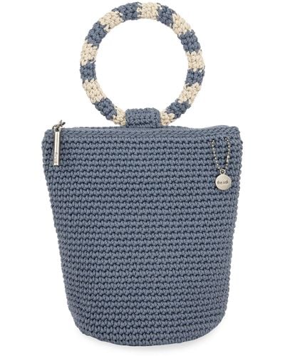 The Sak Ayla Ring Handle Pouch In Crochet - Blue