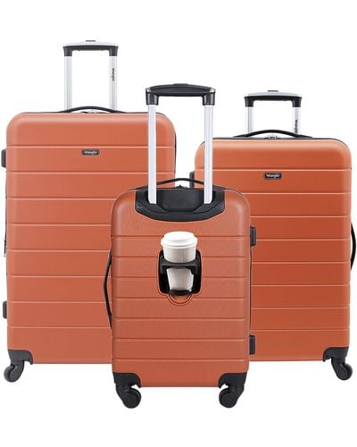 Wrangler Smart Luggage Set With Cup Holder And Usb Port - Multicolor