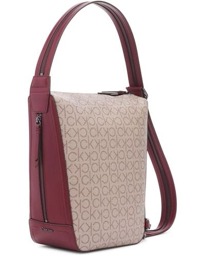 Calvin Klein Moss Convertible Sling Backpack & Hobo Shoulder Bag - Purple