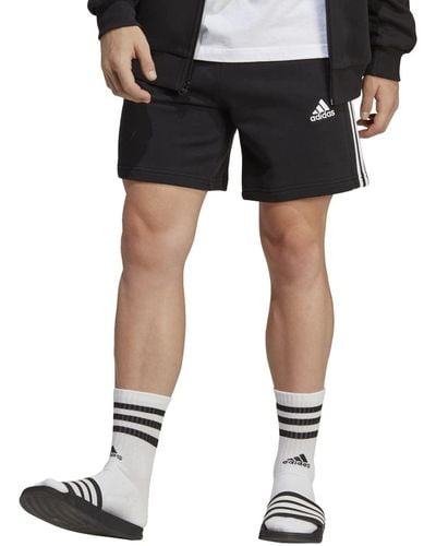 adidas Mens Essentials French Terry 3-stripes Shorts - Black